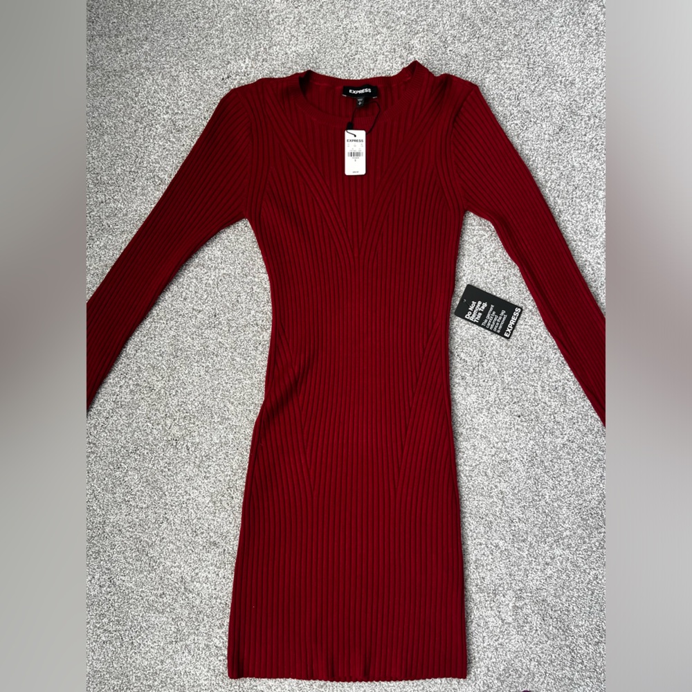 Express red sweater bodycon dress. Size small. New with tags